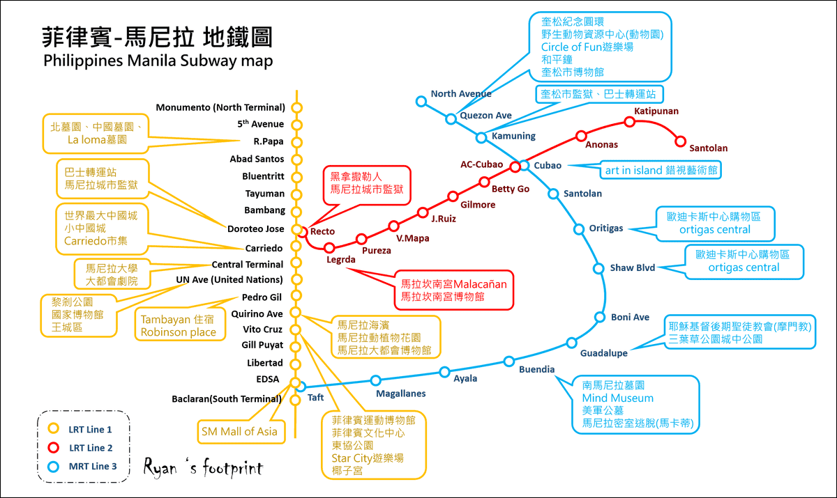 菲律賓 馬尼拉地鐵圖沿線景點(全).png